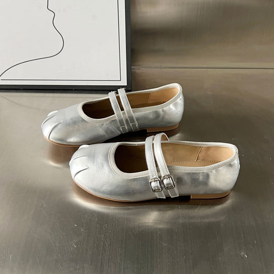 Damen Ballerinas mit elegantem doppeltem Riemen und weicher Innensohle EB
