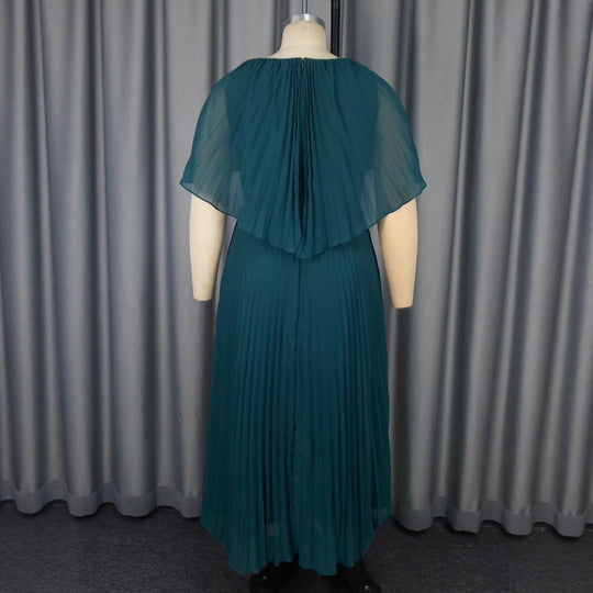 Damen Elegantes Plissee-Maxi-Kleid mit fließenden Ärmeln EB