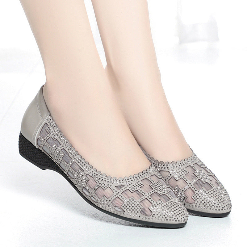 Damen Elegante Ballerinas mit modischem Cut-Out-Design und funkelnden Strassdetails EB