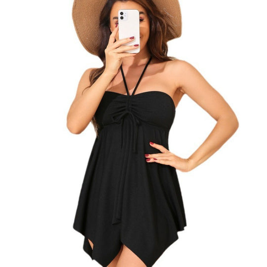 Damen Strandkleid mit asymmetrischem Schnitt und Raffung EB