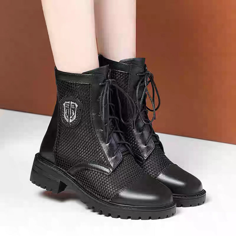 Damen Modische Stiefeletten aus atmungsaktivem Netzmaterial mit robusten Profilsohlen EB