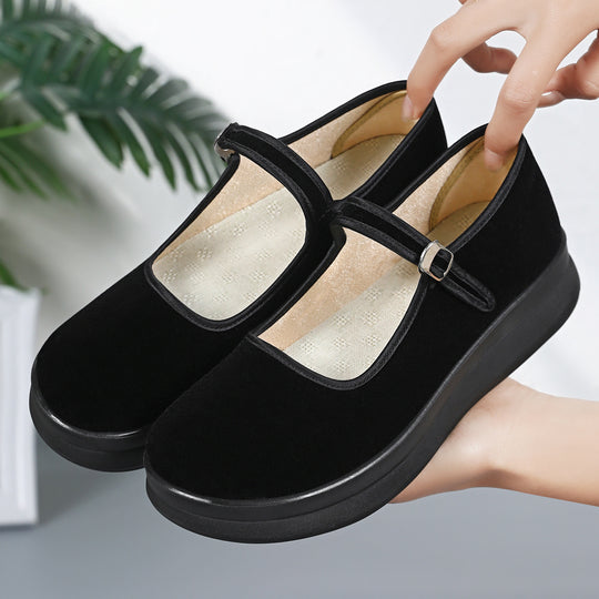 Damen nan Mary-Jane Plateau-Slipper mit verstellbarem Riemen und orthopädischer Komfortsohle EB