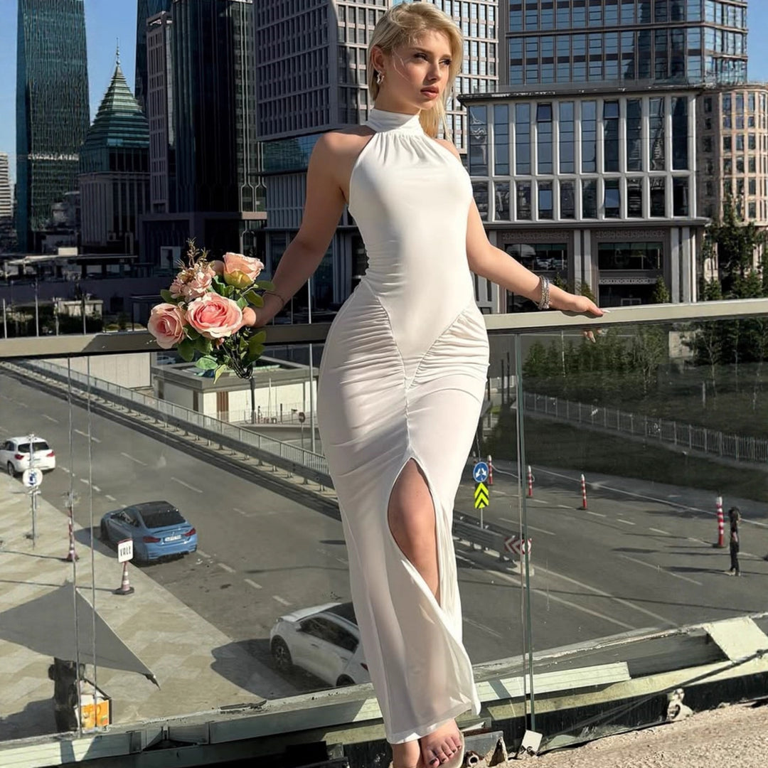 Damen Elegantes Wickelkleid mit hohem Schlitz und detailverliebt gerafftem Design EB