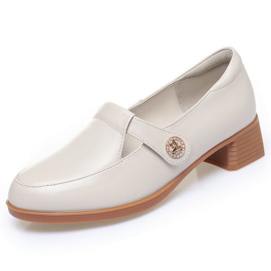 Damen Komfortable Mokassins mit elegantem Riemen und modischem Schmuckdetail EB