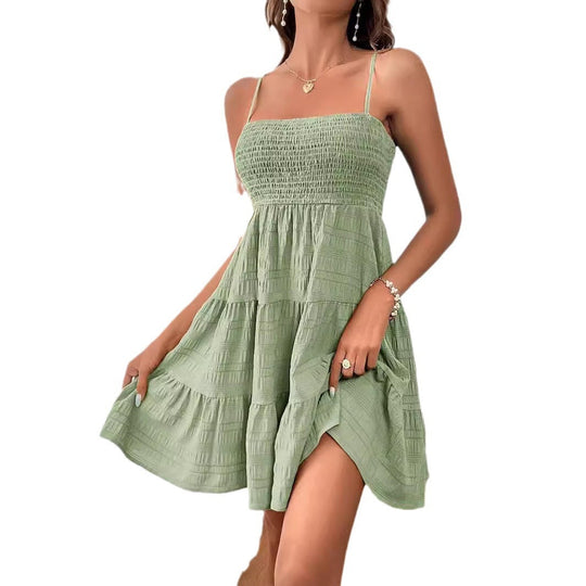 Damen Freizeitkleid mit Schmalen Trägern und Rüschendetails EB