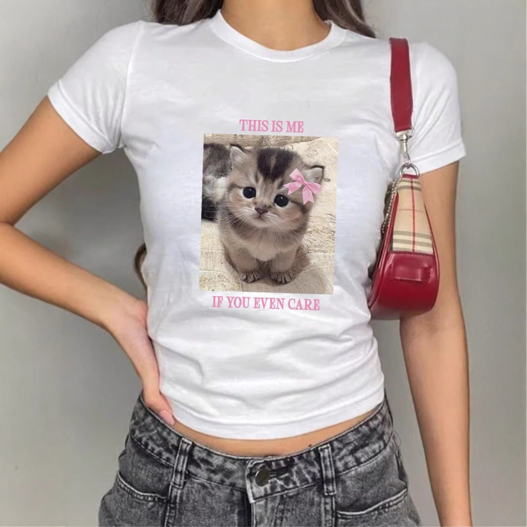 Damen T-Shirt mit kreativem Tiermotiv und modernem Schriftzug EB