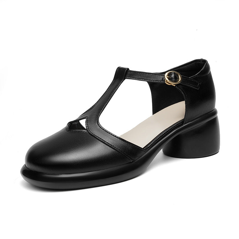 Damen Ballerinas mit verstellbarem Riemen und komfortablem Blockabsatz EB