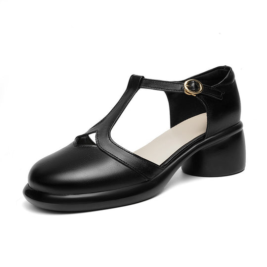 Damen Ballerinas mit verstellbarem Riemen und komfortablem Blockabsatz EB