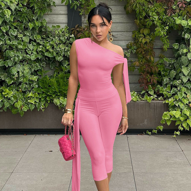 Damen Einseitiger Jumpsuit mit exklusiven Drapierungen EB
