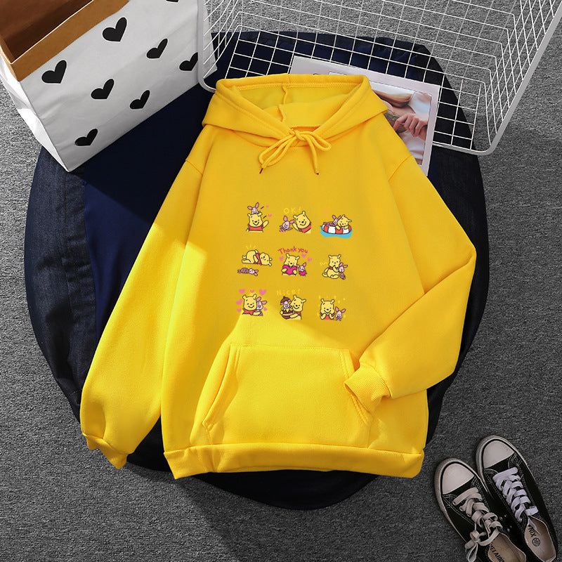 Damen nan Kapuzenpullover mit mehrfachem Comic-Emote-Print, oversized Schnitt und weichem Innenfutter EB