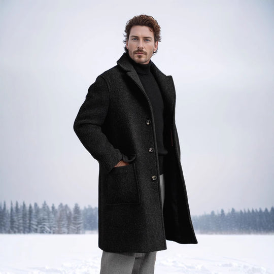 Herren eleganter Wollmantel mit modernem Schnitt und praktischen Taschen EB