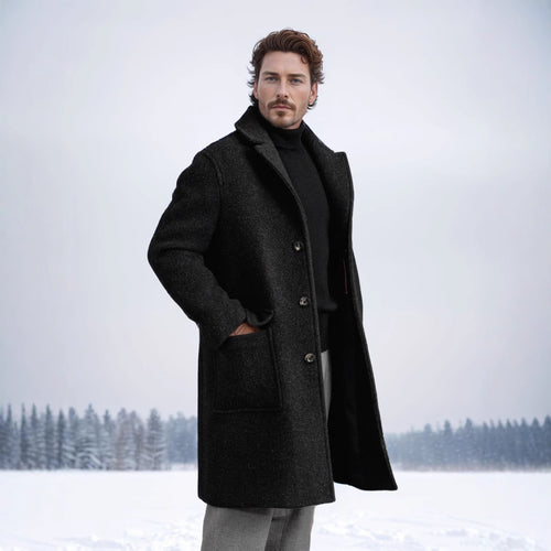 Herren eleganter Wollmantel mit modernem Schnitt und praktischen Taschen EB