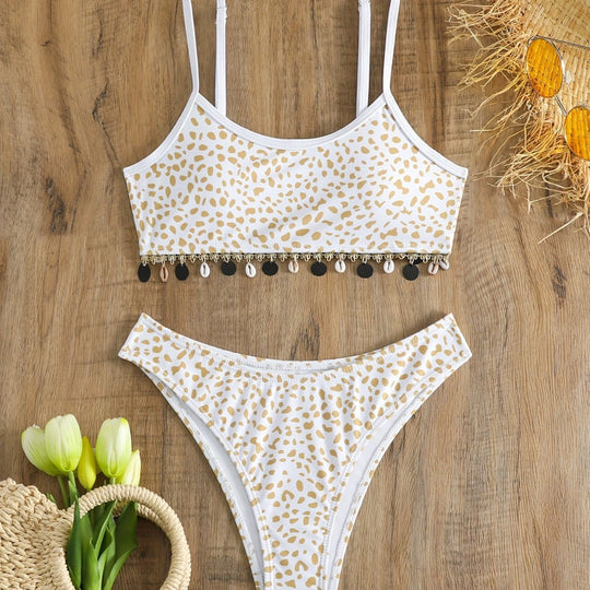 Damen Bikini-Set mit modischem Animal-Print und eleganten Verzierungen EB