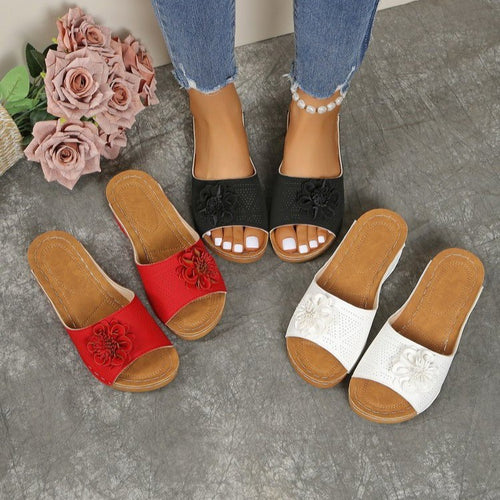 Damen Komfortabele Pantoletten mit floralem Detail EB