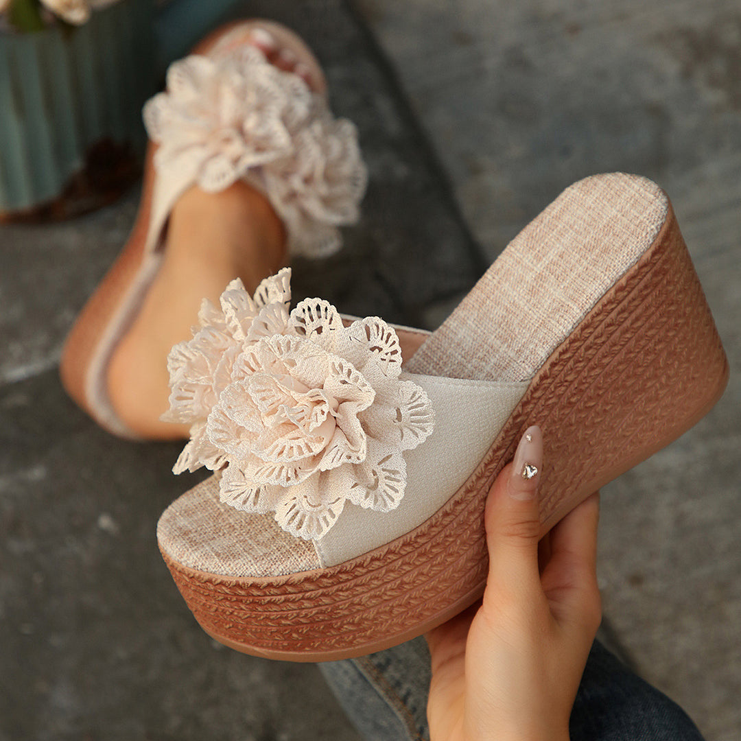 Damen Wedge-Sandalen mit floraler Applikation EB