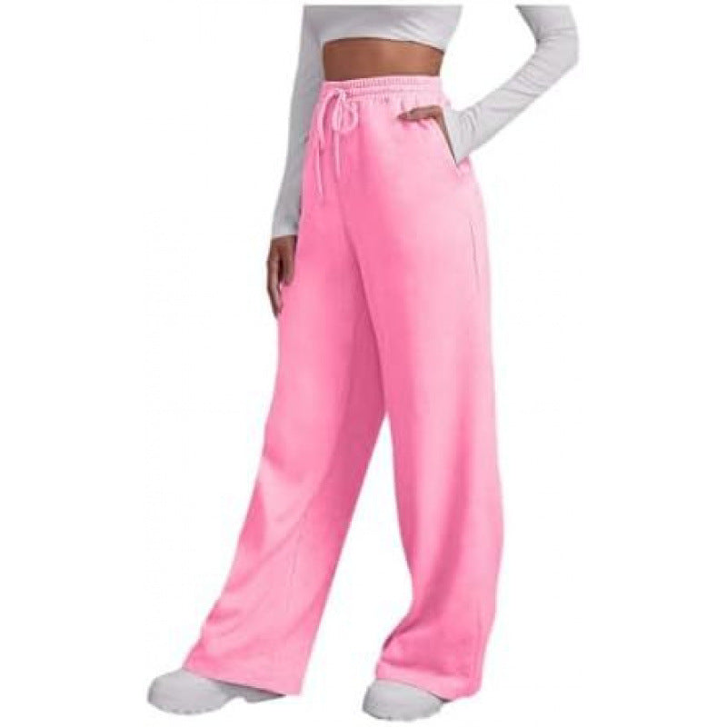 Damen nan fließende High-Waist Palazzo-Loungehose aus leichtem Jersey mit Elastikbund und praktischen Eingrifftaschen EB