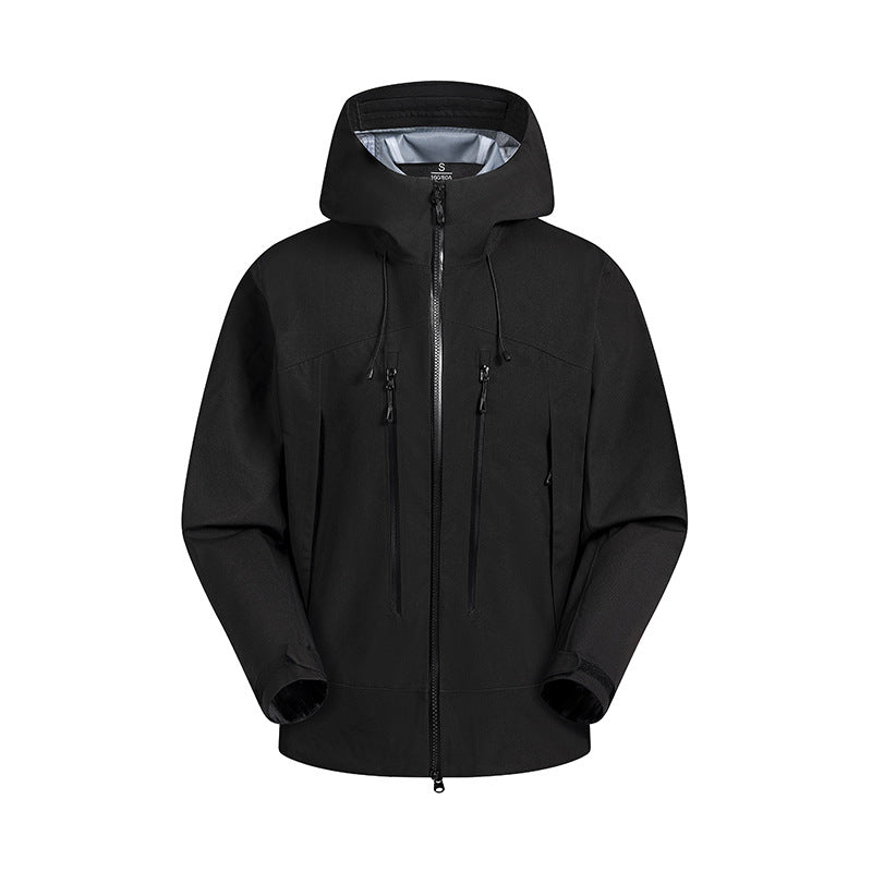 Herren wasserabweisende Funktionsjacke mit verstellbarem Kapuzensystem und mehrfachen Reißverschlusstaschen EB