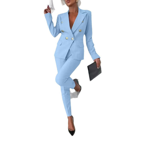 Damen nan taillierter Doppelreiher-Blazer mit schmaler Anzughose EB