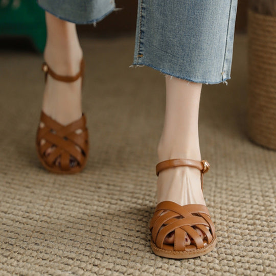 Damen Riemchen-Sandalen mit elegantem Flechtdesign und komfortablem Fußbett EB