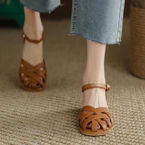 Damen Riemchen-Sandalen mit elegantem Flechtdesign und komfortablem Fußbett EB