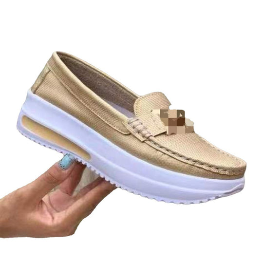 Damen  leichte Plateau-Slipper im Mokassinstil mit luftgepolsterter Gummisohle EB