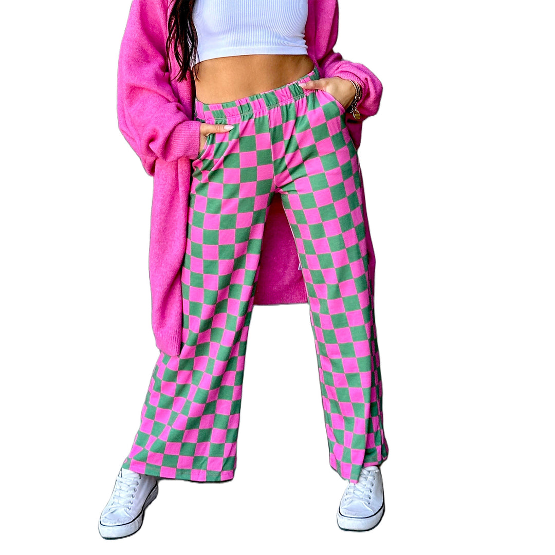 Damen Karierte Palazzohose EB