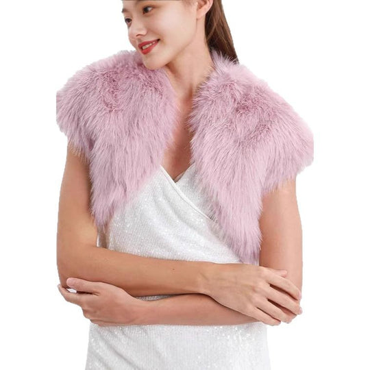 Damen Flauschige Kunstpelzweste im offenen Design EB