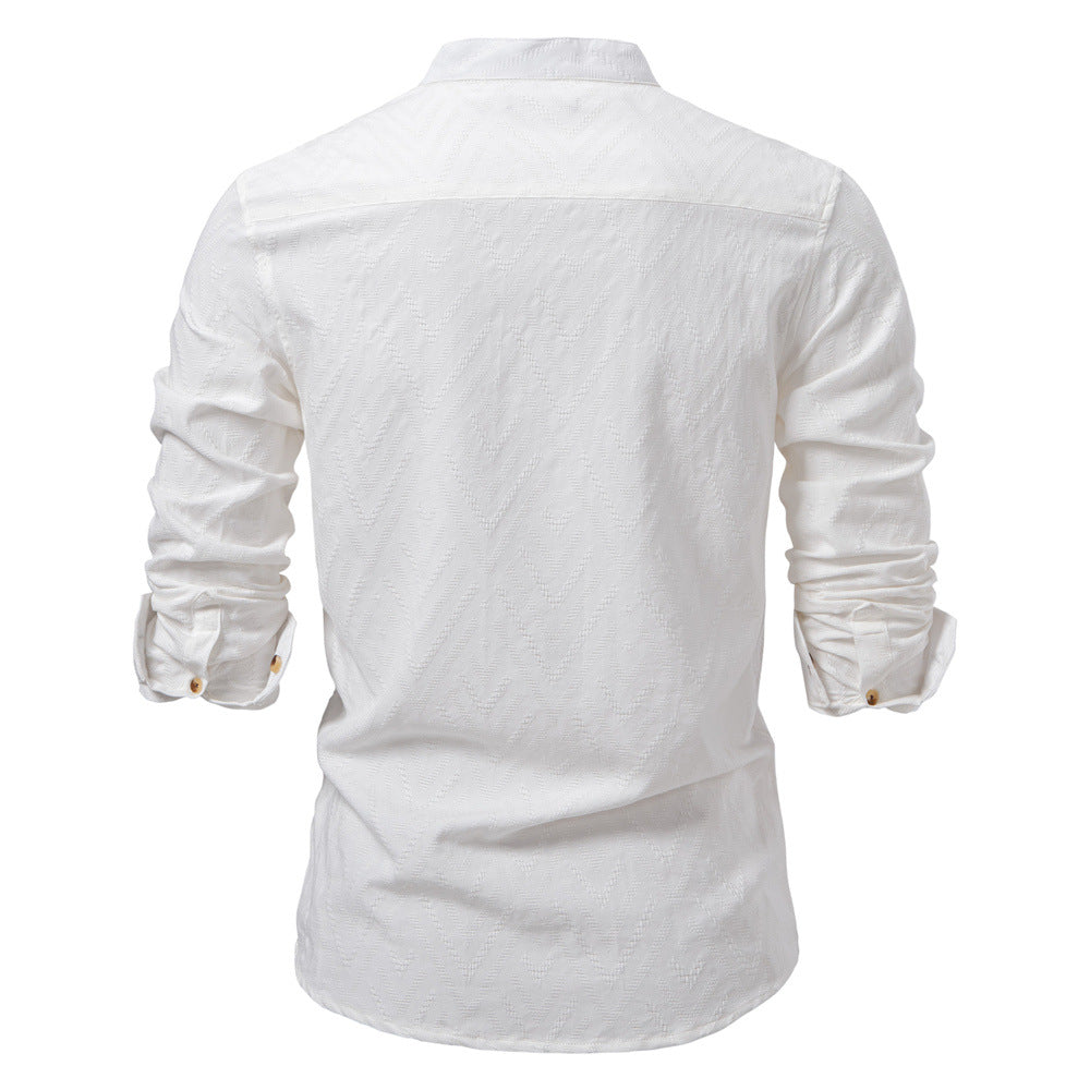 Herren Langarmshirt mit Stehkragen und modischem Muster EB
