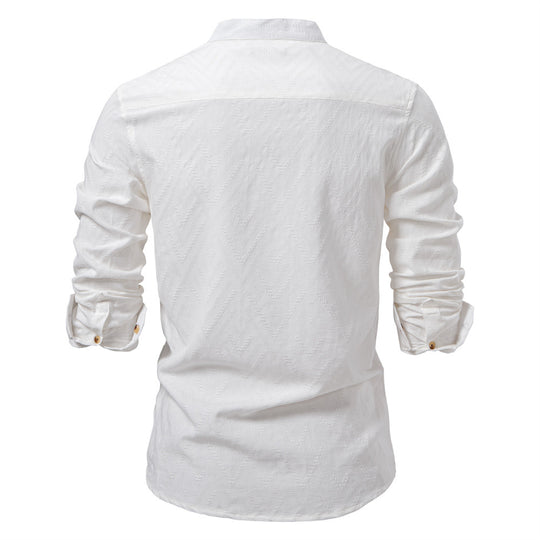 Herren Langarmshirt mit Stehkragen und modischem Muster EB