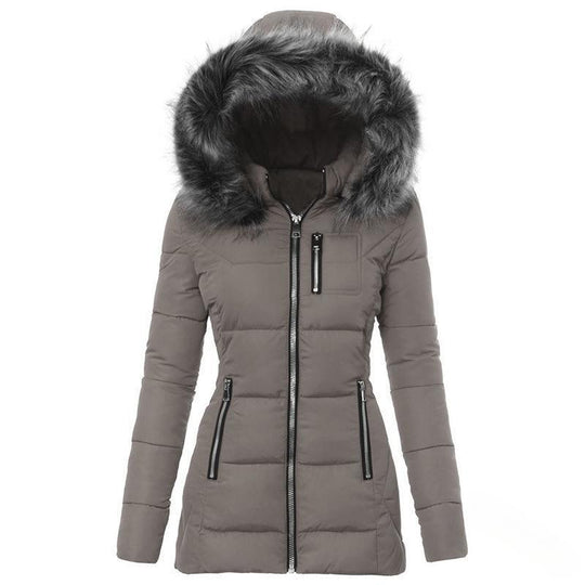 Damen Winterjacke mit abnehmbarem Kunstpelzkragen EB