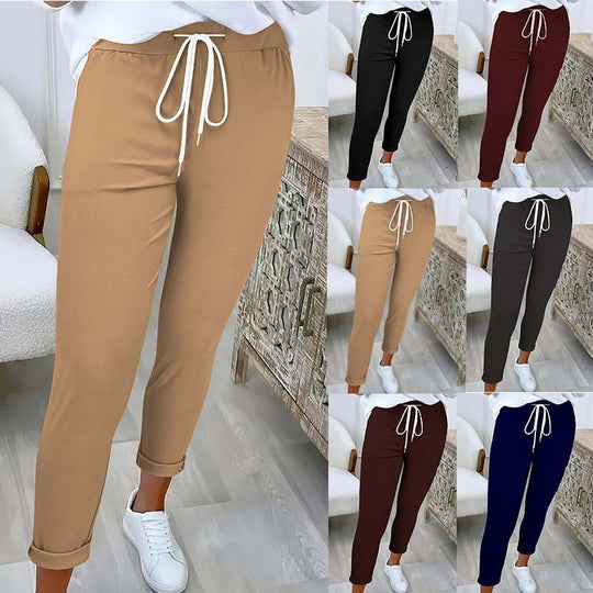 Damen nan taillierte Freizeithose mit Kordelzug und Umschlagbündchen EB