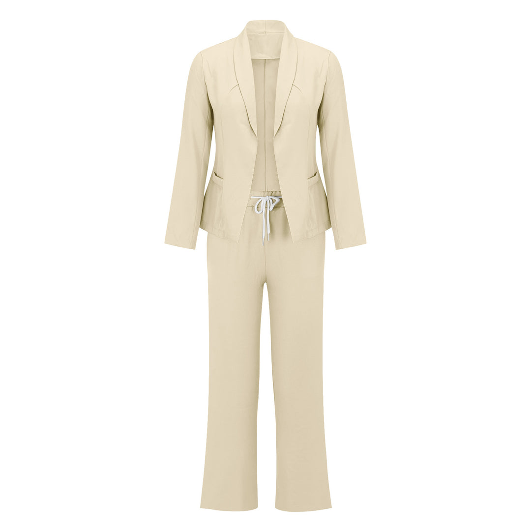 Damen eleganter Jumpsuit mit Blazer-Optik und verstellbarem Taillenzug EB