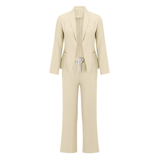 Damen eleganter Jumpsuit mit Blazer-Optik und verstellbarem Taillenzug EB