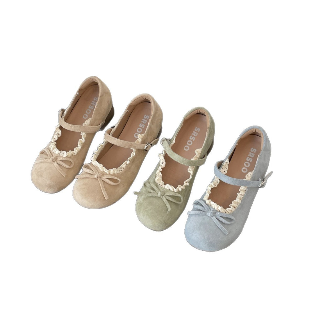 Damen Ballerinas mit eleganter Rüschenkante und praktischem Riemen EB