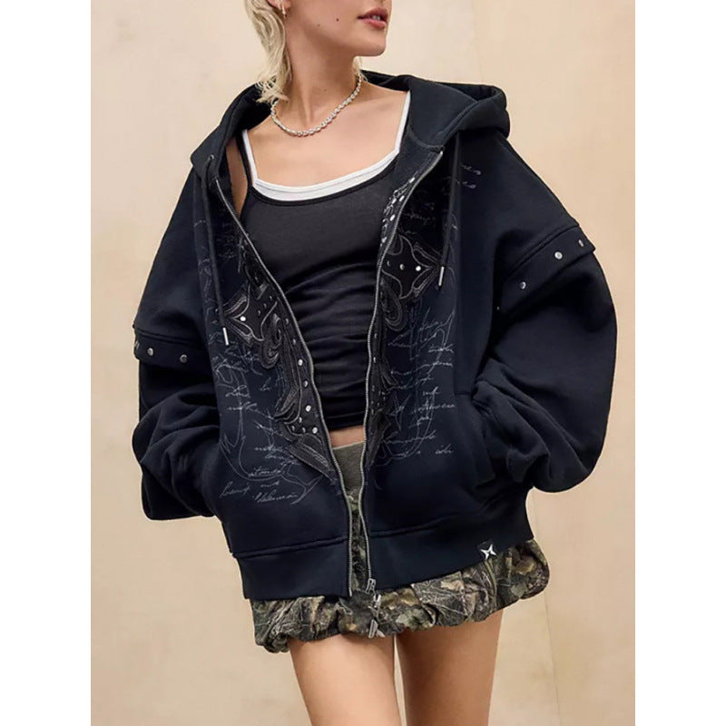 Damen Oversized Hoodie mit detailreichem Druck EB