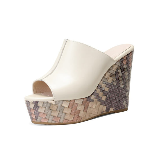 Damen Wedge-Pantoletten mit elegantem geflochtenem Design und komfortablem Fußbett EB