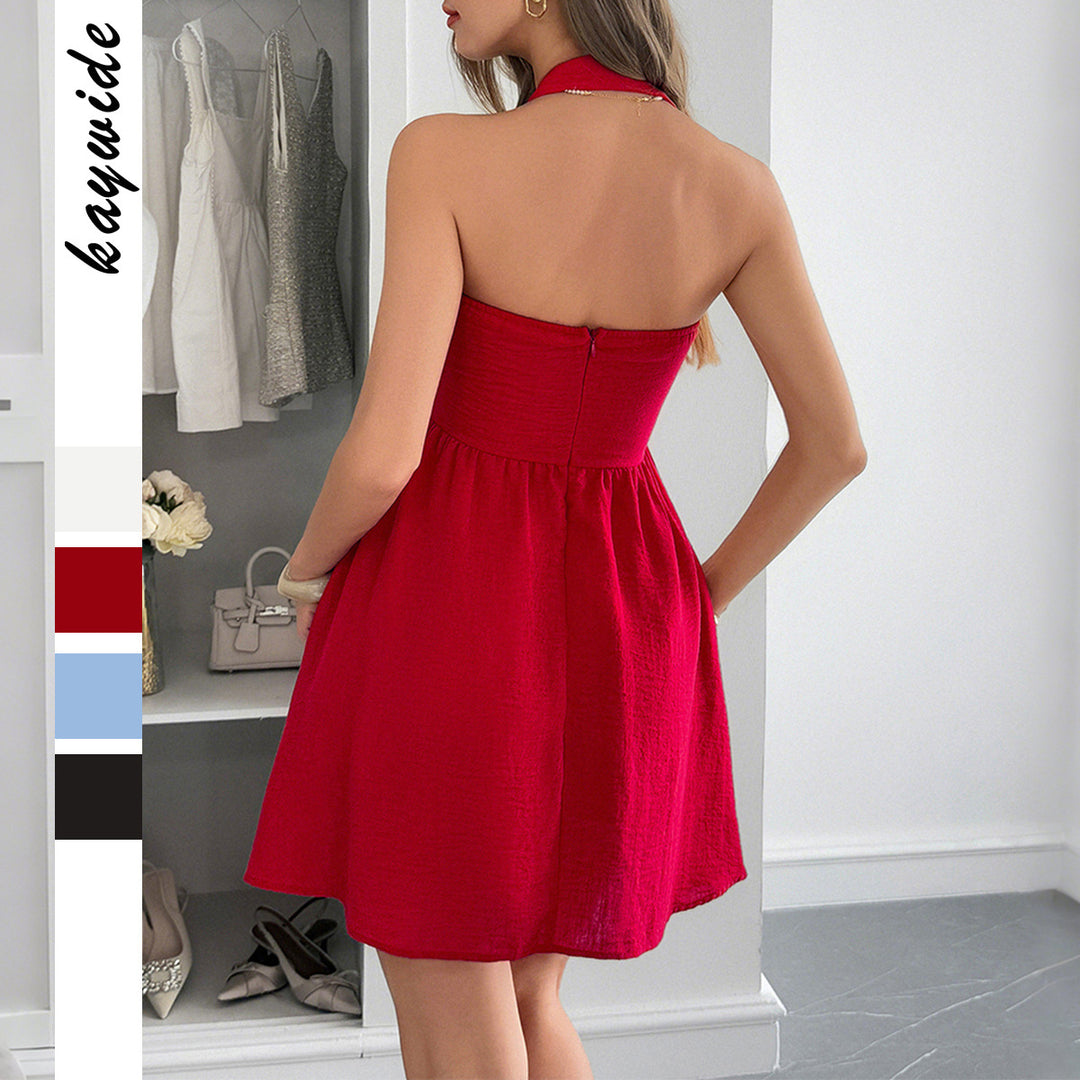 Damen Sommerliches A-Linien Kleid mit aufregendem Halterdesign EB