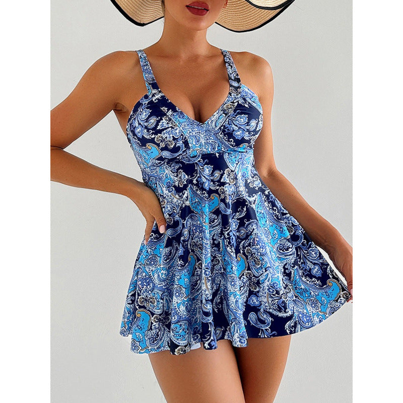Damen Badeanzug-Kleid mit elegantem Paisleymuster EB