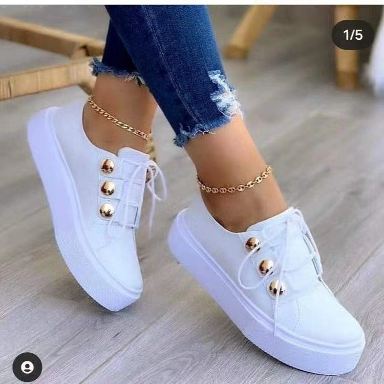 Damen Modische Plateausneaker mit glänzenden Akzenten und komfortablem Innenfutter EB