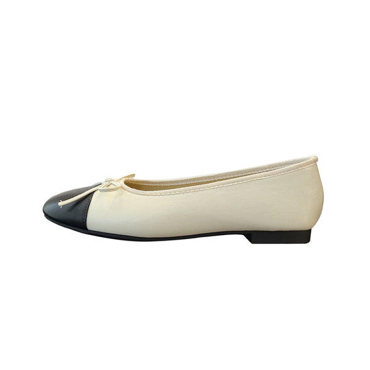Damen Ballerinas mit eleganter Schleife und modischer Zweifarben-Optik EB