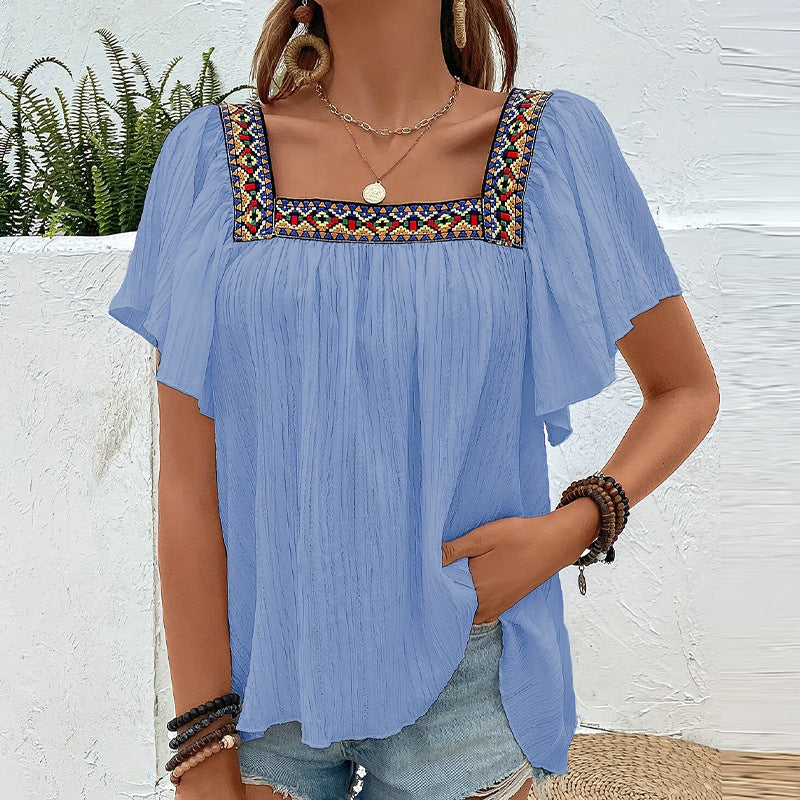 Damen Luftige Sommerbluse mit Stickereien EB