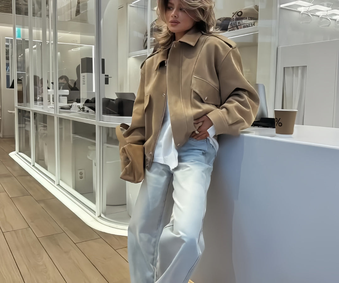 Damen Oversize Jacke mit funktionalen Taschen und weichem Futter EB