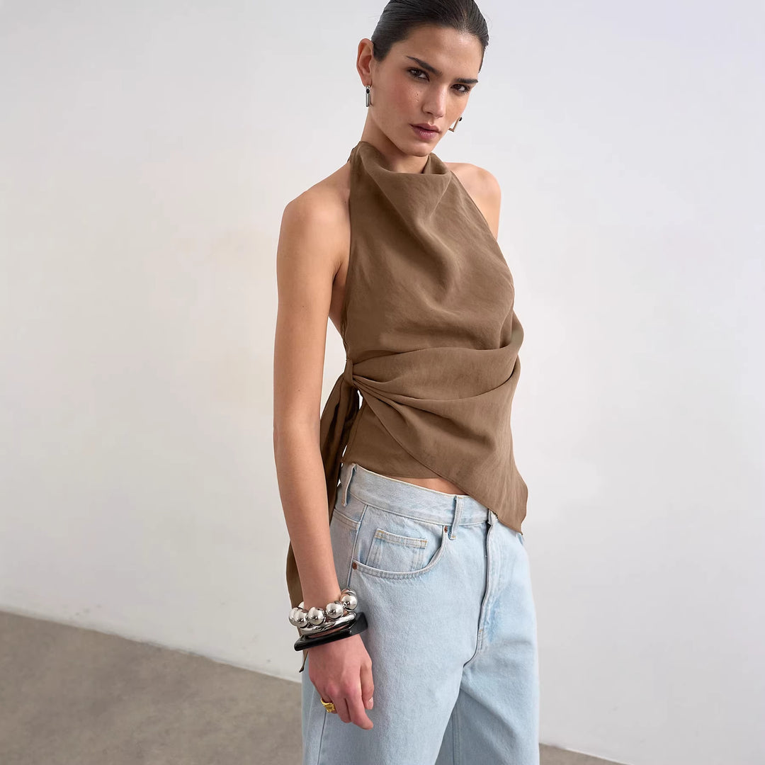 Damen Elegantes Wickeltop mit asymmetrischem Saum EB