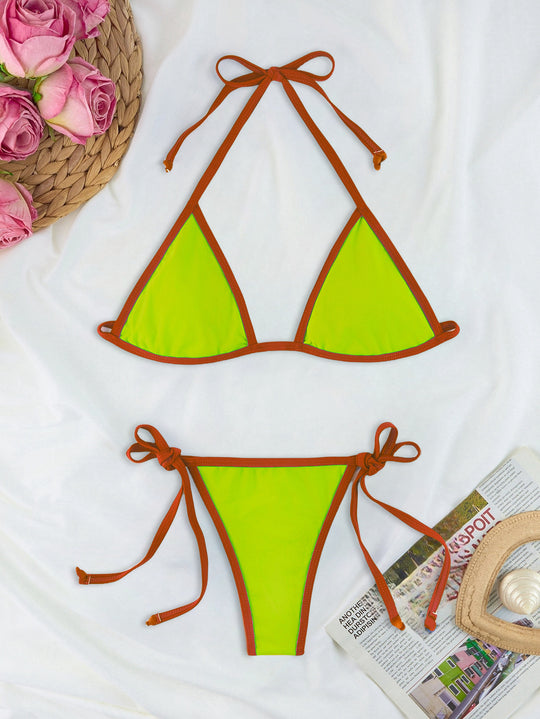 Damen Triangel-Bikini-Set mit individuell anpassbarem Kordelzug EB