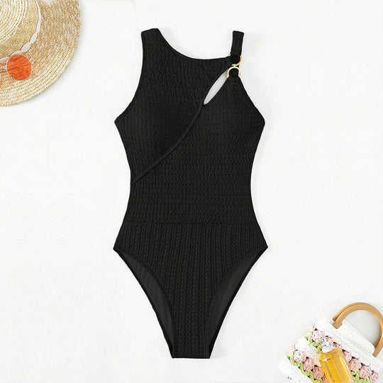Damen eleganter Einteiler Badeanzug mit raffiniertem Schnitt EB
