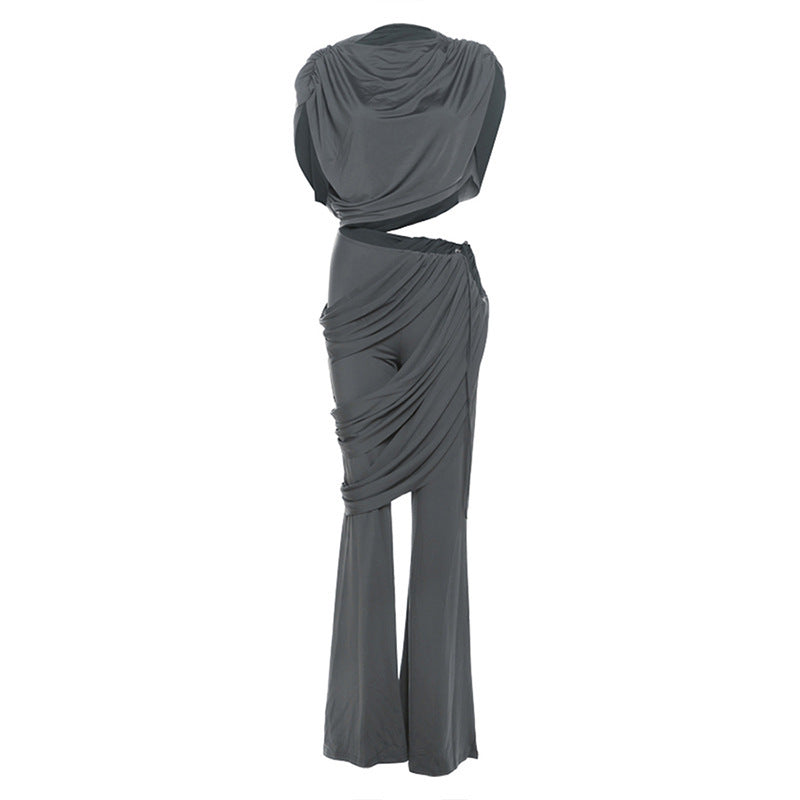 Damen Elegantes Set mit gerafftem Oberteil und weitem Bund EB