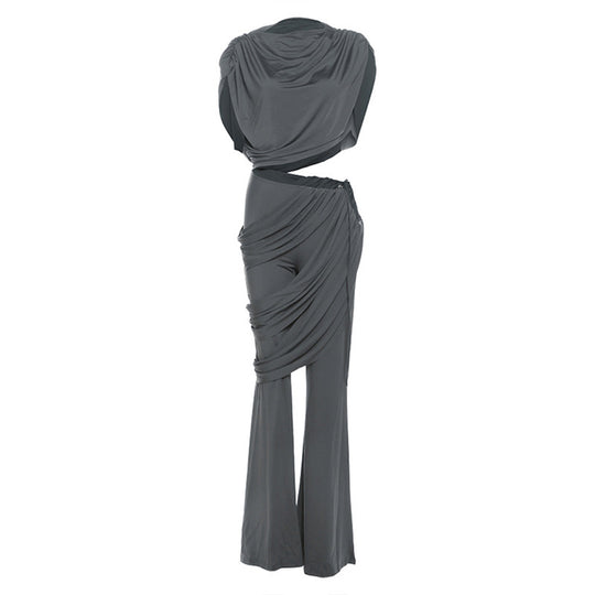 Damen Elegantes Set mit gerafftem Oberteil und weitem Bund EB