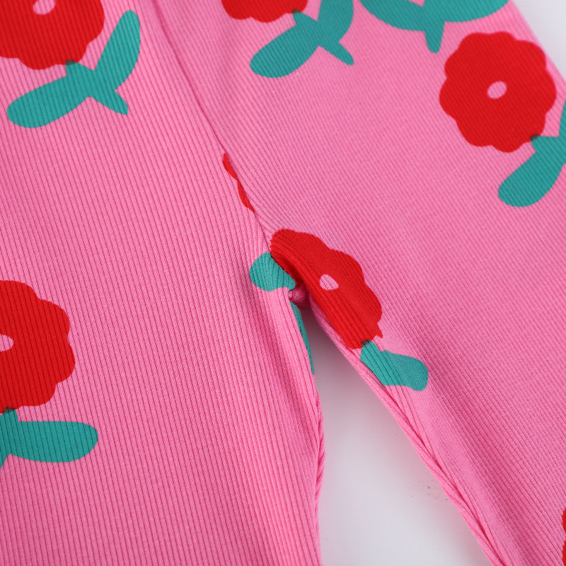 Mädchen Schlagleggings mit fröhlichem Blumenmuster EB