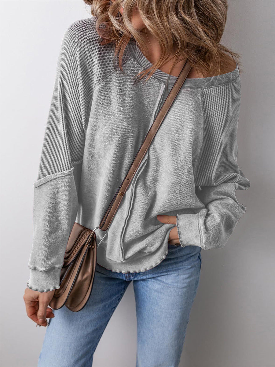 Damen Lässiges Langarmshirt mit strukturiertem Design EB