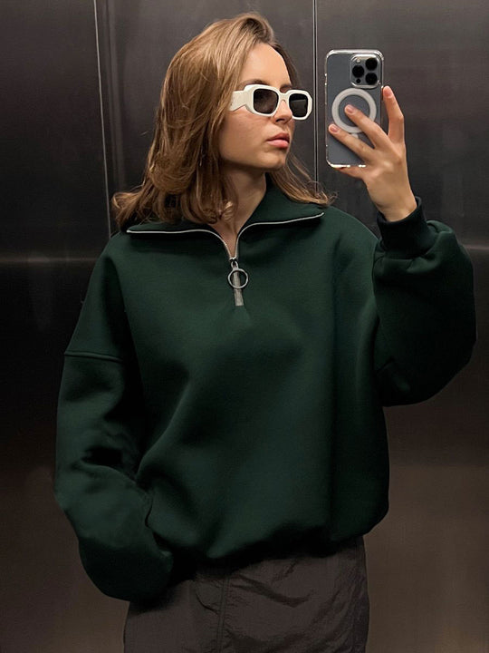 Damen Oversized Sweatshirt mit Stehkragen EB